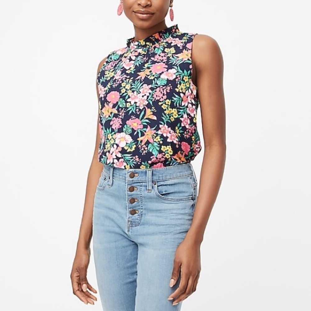 J. Crew Printed Ruffleneck Top - Picture 4 of 4